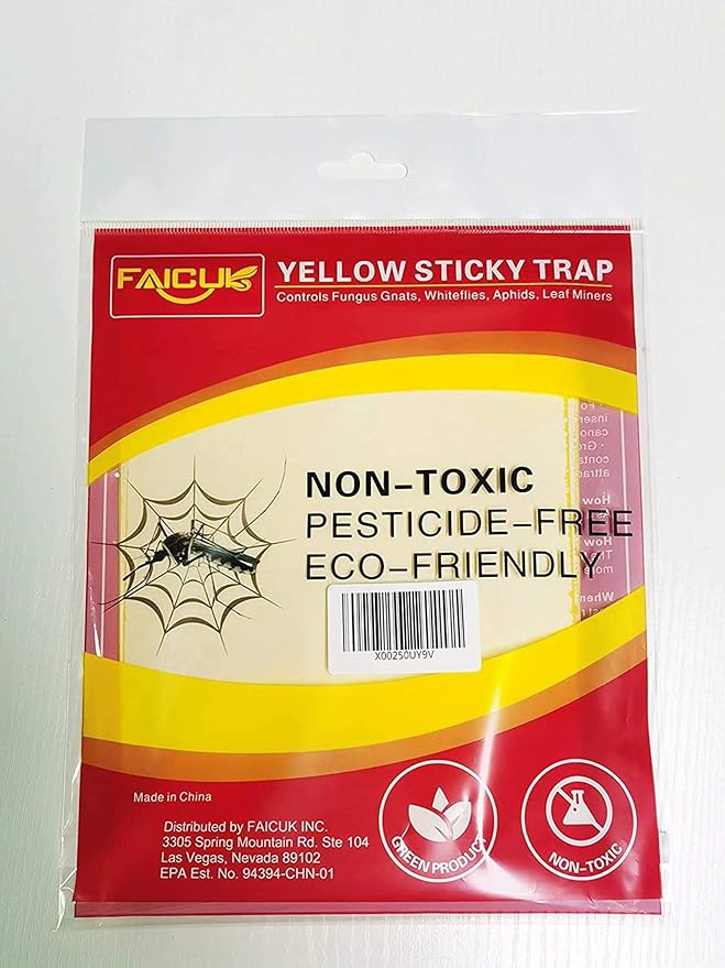 Faicuk Yellow Dual-Sided Sticky Fly Traps for Plant Insect Like Aphids, Fungus Gnats, Leaf Miners and White Flies (10 Pack)