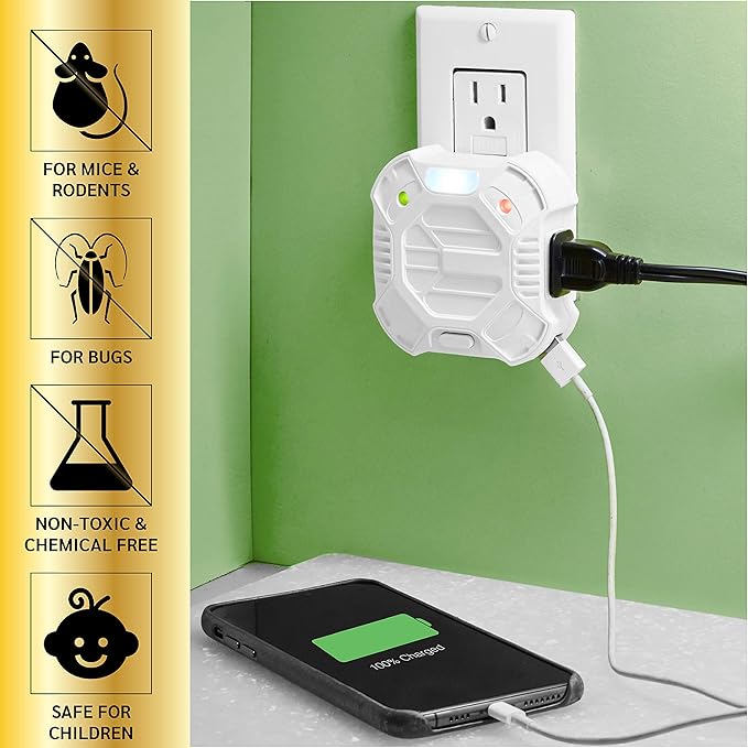 Riddex X Plus Insect Repellent - Plug in, Mouse Deterrent - Pest Reject for Defense Against Rats, Mice, Roaches, Bugs and Insects - Control Pests with No Toxins