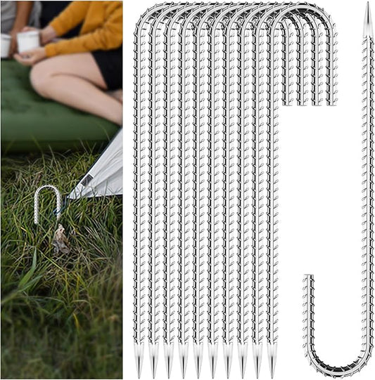 30 Pieces 12 Inch Long 5/16 Inch Diameter Rebar Tent Stakes Heavy Duty, Ground Anchors,Rebar Yard Fence Metal Lawn Bounce House Stakes Heavy Duty, Chain Link Fence J Hooks for Garden Wire Fencing