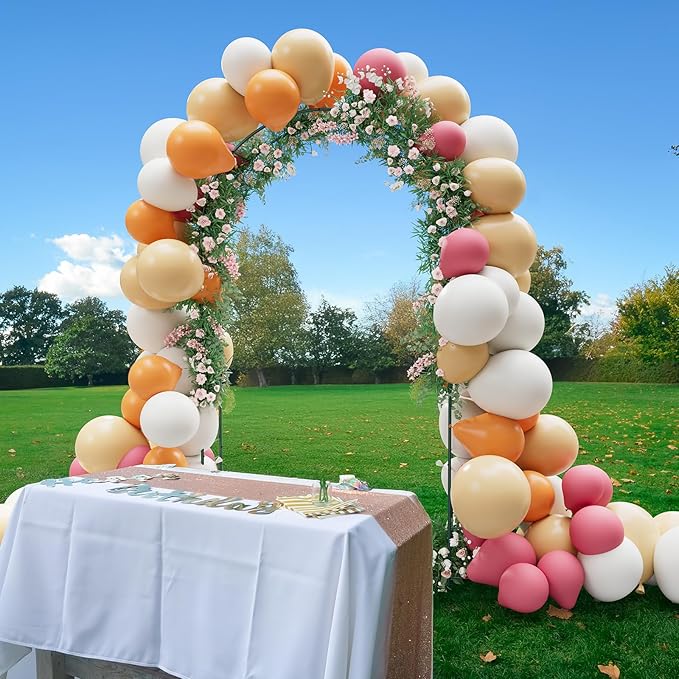 8.2 Ft Garden Arch Trellis for Climbing Plants Outdoor, Wedding Arch Frame for Ceremony Garden Arbors and Arches with 2 Planter Boxes, Metal Arch Backdrop Stand for Party Halloween Archway, Black