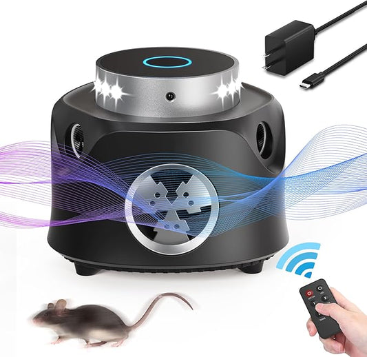 X-PEST Upgraded Ultrasonic Rodent Repellent Indoor, Remote Controlled Mouse Repellent with Ultrasonic& PIR& Strobe Light, 3-in-1 Powerful Ultrasonic Pest Repeller for Rodent/Mouse/Squirrel/Roach