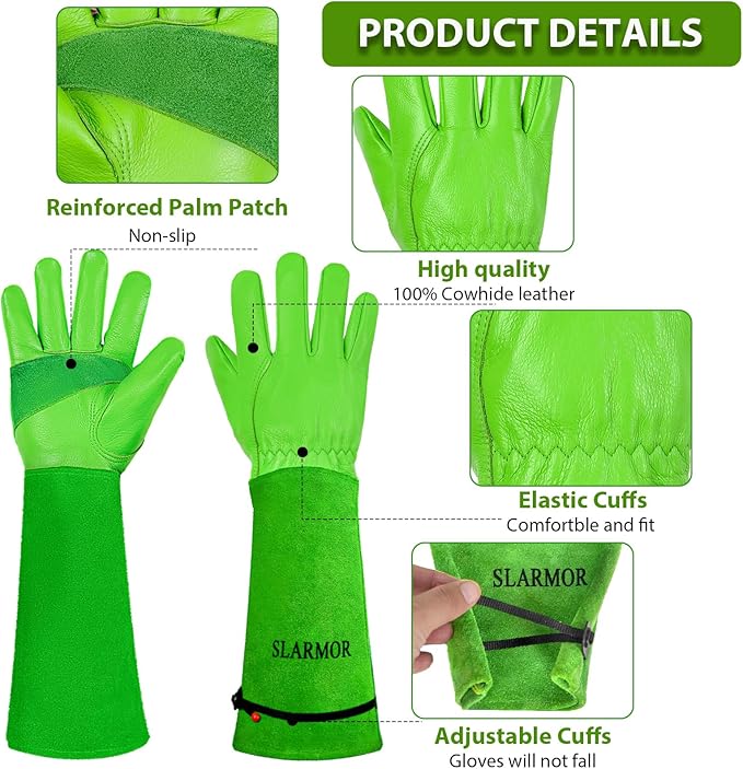 Long Gardening-Gloves Women/Men-Thorn proof Rose Pruning Heavy Duty Gauntlet-XL