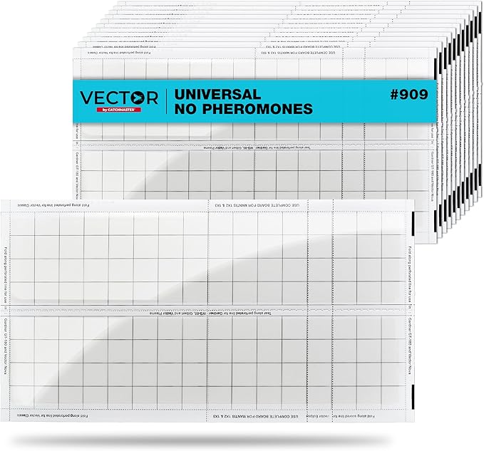 Catchmaster Vector Universal Replacement Glue Boards White, UV Light Fly Trap for Home, Unscented Gnat Traps for House, UV Lamp Insect & Mosquito Killer Refill, Adhesive Bug Light Boards, 12-Pack