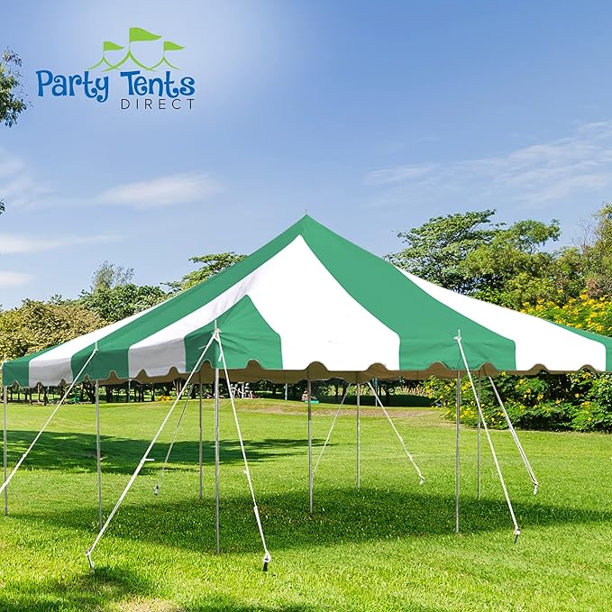 Party Tents Direct 20'x 20' Weekender Canopy Pole Tent with Sidewalls - Easy Up Canopy Tent with 80 Person Capacity - Outdoor Canopies for Parties, Weddings, and Events (Green/White)