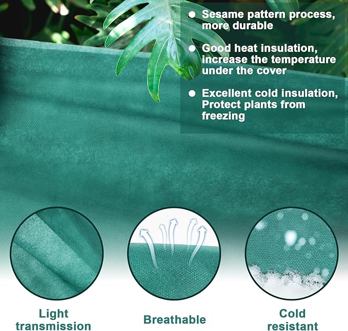 NNG 10x50ft Plant Covers Freeze Protection Frost Blankets 1.35oz/yd² Non-Woven Fabric Floating Row Cover Plant Blanket Protector Garden Winterize for Winter Outdoor Plants,Vegetables