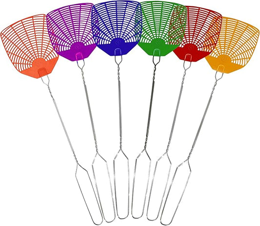 Supreme Bug & Fly Swatter 6-Pack – Braided Metal Handle 6 Pack Fly Swatters, Multi Pack Colors, – for Indoor/Outdoor – Flyswatter