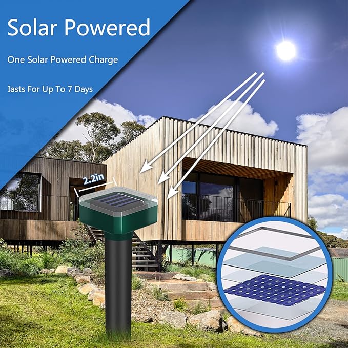 Snake Repellent for Yard & Outdoors - Solar-Powered Sonic Snake Deterrent Devices, Waterproof, Pet Safe Rattlesnake Repellent (6)