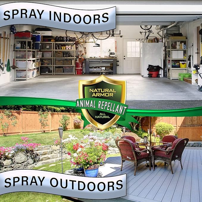 Natural Armor Animal & Rodent Repellent Spray. Repels Skunks, Raccoons, Rats, Mice, Deer Rodents & Critters. Repeller & Deterrent in Powerful Peppermint Formula – 128 Fl Oz Gallon Refill Case of 4