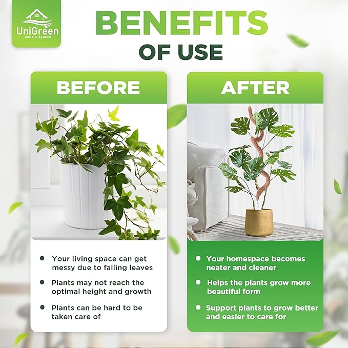 UNIGREEN 2Pack 30'' Premium Bendable Moss Pole - Monstera Plant Support - Plant Trellis Moss Pole for Plants - Moss Poles for Climbing Plants - Plant Sticks Support for Indoor/Outdoor Plants Potted