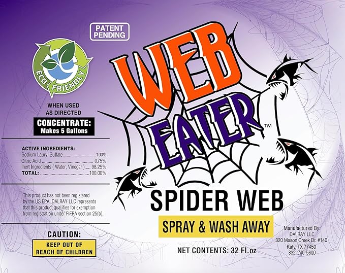 32 Oz Concentrated Spider Web Washaway Spray with Nozzle- Natural & Long Lasting up to 6 Months