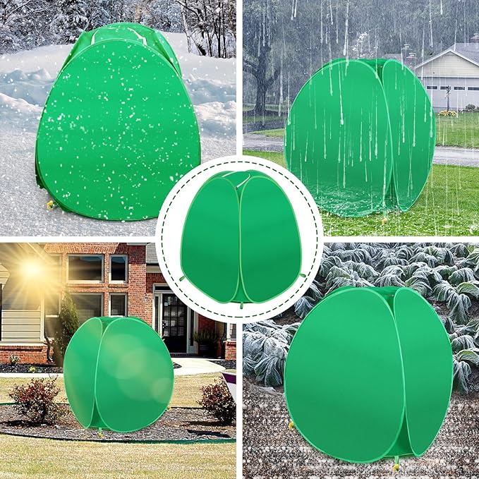 4 Pack Plant Covers Freeze Protection, 28x28x33 Winter Shrub Frost Covers for Outdoor Plants, Warm Plant Protectors Tent for Protecting Fruit Tree Potted Plants and Shrub from Freezing Animals Eating