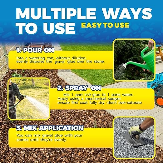 Make 219oz Rock Glue for Landscaping, Concentrated Mulch Glue, Gravel Binder for Pea Gravel, Bark, Waterproof Clear Outdoor Mulch Anchor, Stone Stabilizer for Paths, Patios, Driveways & Garden Border