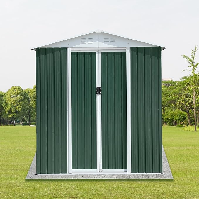 Ball & Cast 6x4FT Outdoor Storage Shed with Punched Vents,Heavy Duty Metal Sheds with Lockable Doors,Waterproof Tool Sheds for Garden,Backyard,Lawn,Easy to Assemble,Green