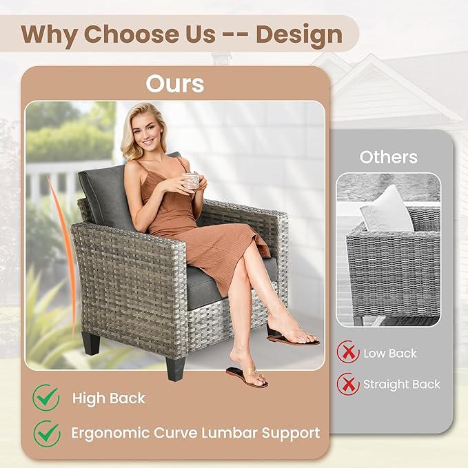 HOOOWOOO Outdoor Patio Furniture Set,9 Pieces Wicker Conversation Set,All Weather Couch Set with Swivel Chairs Solar Light Table Ottoman 9 Seaters for Out Door Yard(Black)