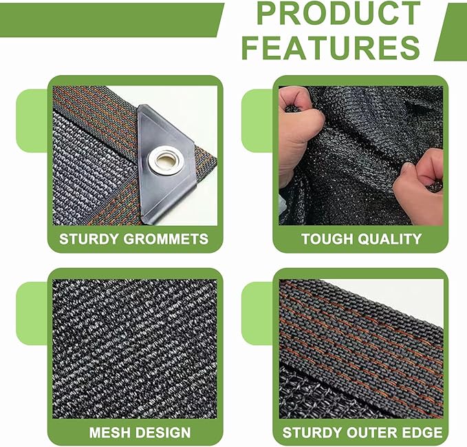 DGSL 30% Shade Cloth Garden Shade Mesh Net with Grommets - 10Ft x 16.4Ft Sun Shade Cover for Pergola, Patio Plants, Greenhouse, Chicken Coop, Outdoor