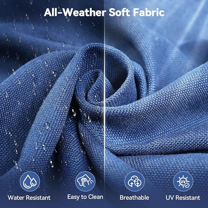 Luxury 6" Outdoor Cushions for Patio Furniture, 24x24x6 Thick Seat Cushion Set of 2, Fade Resistant Couch Chair Replacement Cushions High Density Deep Wicker Chair Cushion w/Removable Cover, Blue