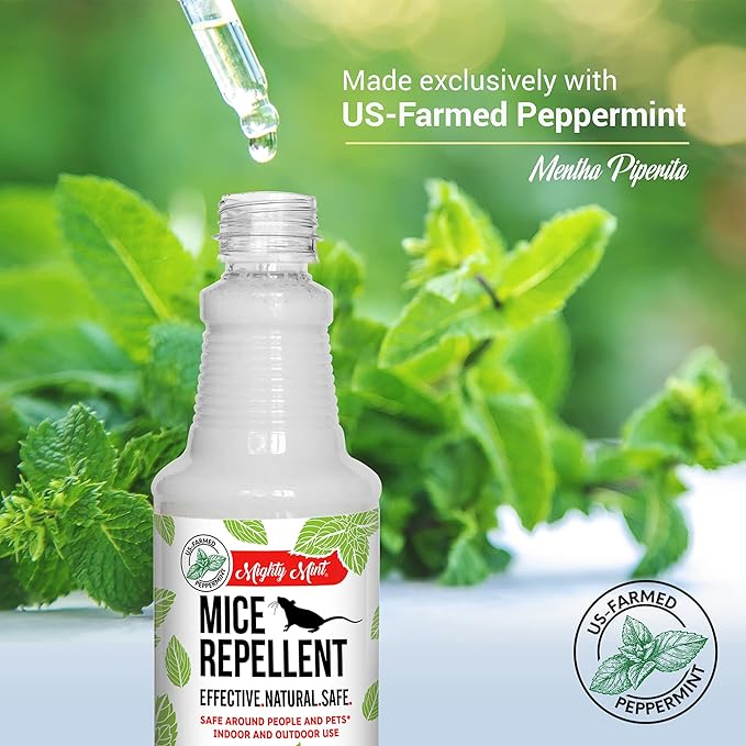 Mighty Mint Peppermint Oil Mouse Repellent Spray – Natural Indoor & Outdoor Control for Mice and Rodents – Plant-Based, Extra-Strong Formula - 16 oz
