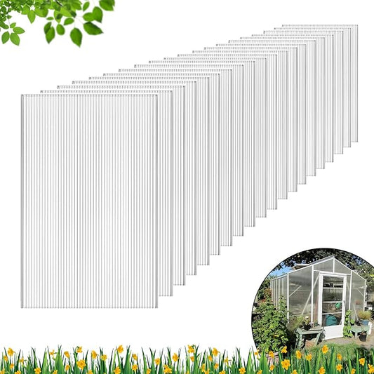 DGSL 20 Pcs Polycarbonate Greenhouse Panels, 4' x 2' x 0.16'' Twin-Wall Panels, Polycarbonate Sheet for All Weather Outdoor Garden and Greenhouse Covering