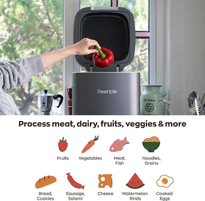 Prime Electric Composter - 14L Kitchen Composter, Decomposes Up to 2.2 lbs Food Waste Daily, Odorless Indoor Composting with Whisper-Quiet Technology & Rapid Decomposition (Silver)