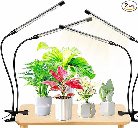 Plant Lights for Indoor Growing,84leds Clip Grow Light, 6500k Grow Lights for Indoor Plants Full Spectrum with Cold Warm Red LEDs,10 Dimmable Levels,Auto On Off Timing 3/9/12h Hrs(2pcs)
