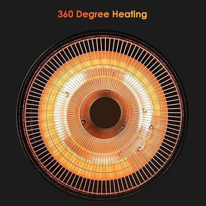Air Choice Infrared Electric Patio Heater, 1500W Outdoor Heaters for Patio with Overheat Protection, Adjustable Chain Length, Hanging Electric Heating for Home/Ceiling/Garage Use