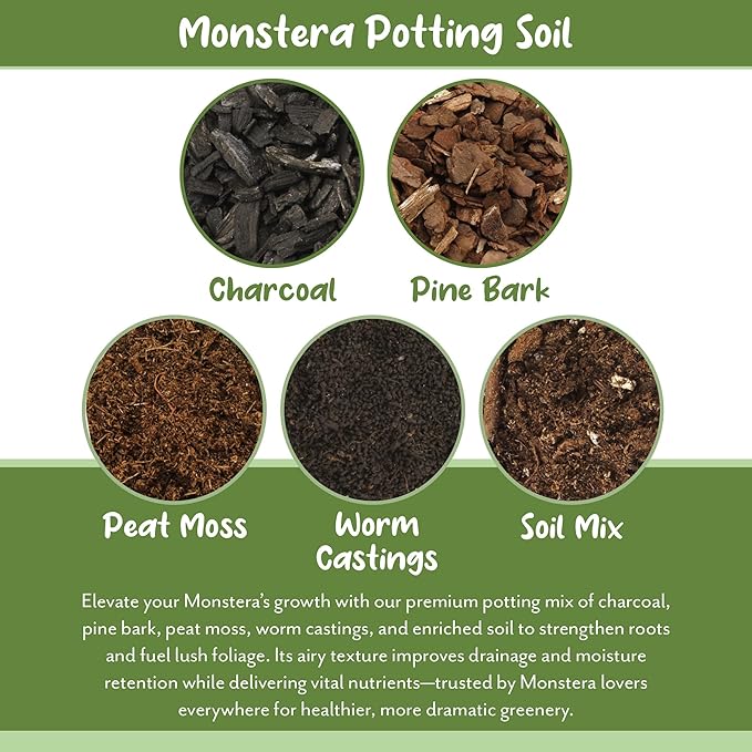 Monstera Houseplant Potting Soil Mix (8 Quarts), Custom Blend for Growing and Repotting