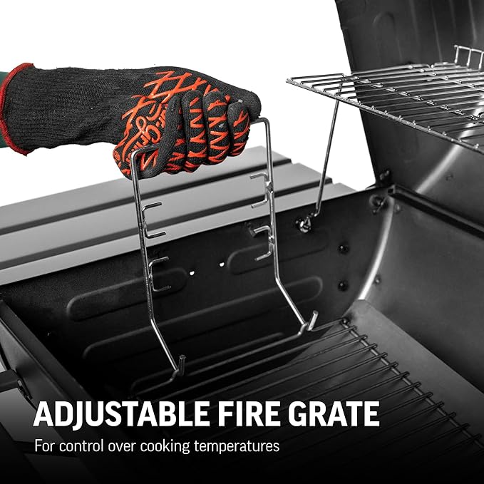 Char-Griller®Smokin Pro Charcoal Grill and Offset Smoker with Side Fire Box, Dual Damper Control, Chrome Plated Steel Warming Rack, 1,130 Cooking Square Inches in Black, Model CG30044223
