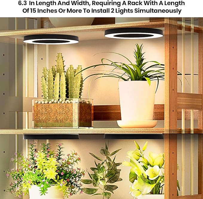 Mosthink 6.3" Ceiling Grow Lights for Indoor Plants, 144 LEDs Plant Light Full Spectrum, Under Cabinet Growing Lamp with Auto Timer, 10 Dimmable Levels, 3 Modes with Transparent Cover,Corded