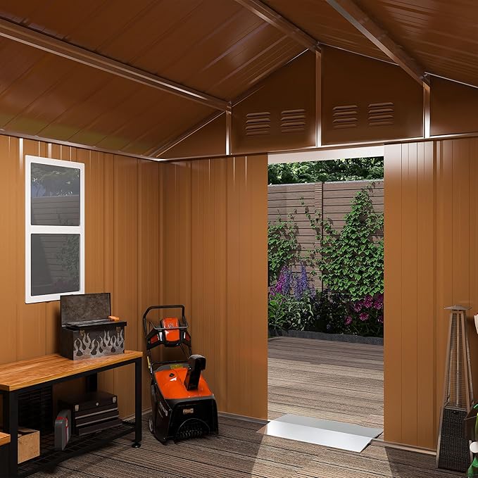 KEIKI 6X4 FT Heavy-Duty Outdoor Storage Shed, Metal Storage Shed with Windows, Lockable Door & Ventilation, Weatherproof Outdoor Garden Shed for Garden, Backyard, Patio, Lawn