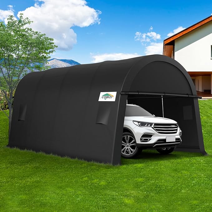 COBIZI Carport Canopy 12x20 Heavy Duty Portable Garage with Removable Doors & Vents, Galvanized Frame Car Port Canopy Tent with All-Season Tarp for Outdoor Storage Shed Car Boat Truck