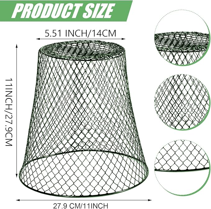 10 Pcs Garden Chicken Wire Plant Covers, 11x11Inch Metal Wire Garden Cloches Chicken Wire Cloche Plant Protector Heavy Duty Garden Plant Cloche for Keeping Bunnies Chicken Squirrels Birds Other Out