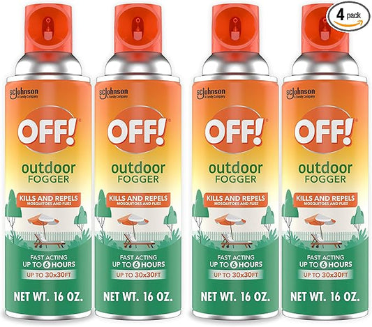 OFF! Outdoor Insect & Mosquito Repellent Fogger, Backyard Pretreat, Kills & Repels Insects in an up to 900 sq, ft, Area, 16 oz (Pack of 4)