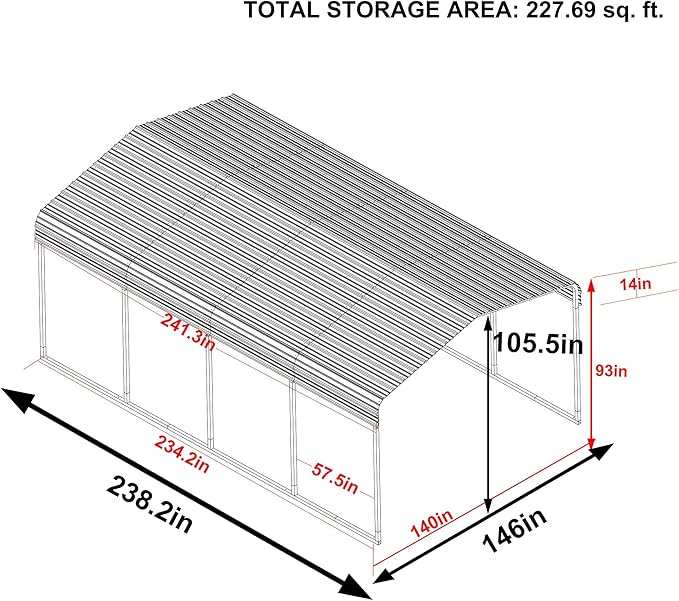 MUPATER Outdoor Carport, 12' x 20' Heavy Duty Canopy for Garage,Car Garage Shelter with Metal Roof and Frame for Car, and Boat, Grey