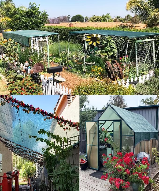 e.share 90% Heavy Duty Shade Cloth for Garden, 6 Ft X 8 Ft Sun Shades Outdoor Patio with Grommets for Plant Covers,Porch Screen,Pergola Shade Cover,Greenhouse,Green