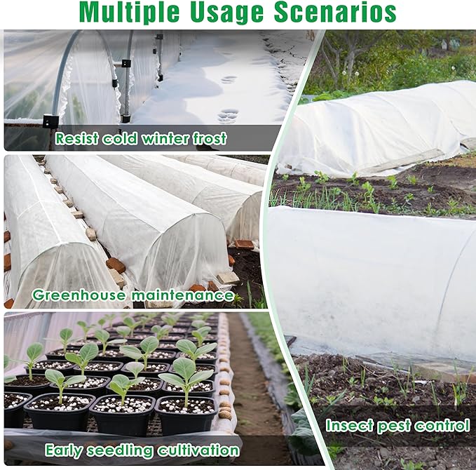 10 FT x 50 FT Plant Covers for Frost & Sun Protection, Thick 1.2 oz/yd² Frost Cloths Blankets to Extreme Low -4 °F Temperatures, Reusable Floating Row Covers for Outdoor Garden Vegetables Seedlings