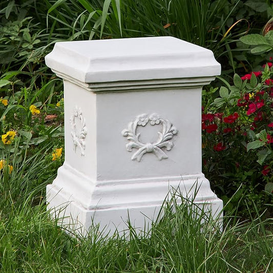 TOETOL Garden Outdoor Statues Classic Plinth Sculptures Decor Base Riser 16.7" Magnesium Oxide Stone Grey Yard Patio Deck Home Hallway Sculpture