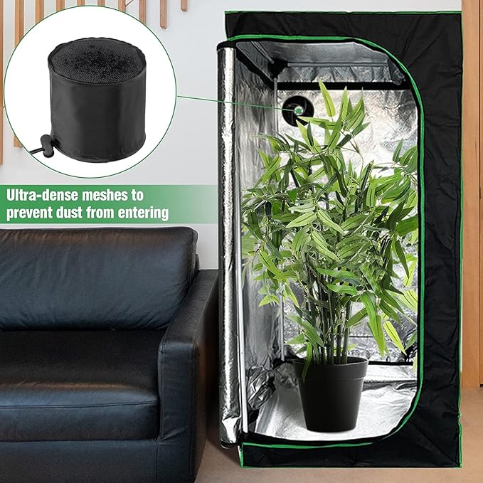 2 Pcs Grow Tents Vent Cover - 4" Dustproof Duct Filter Vent Covers with Elastic Band and Fixed Buckle for Plant Grow Tent Accessories