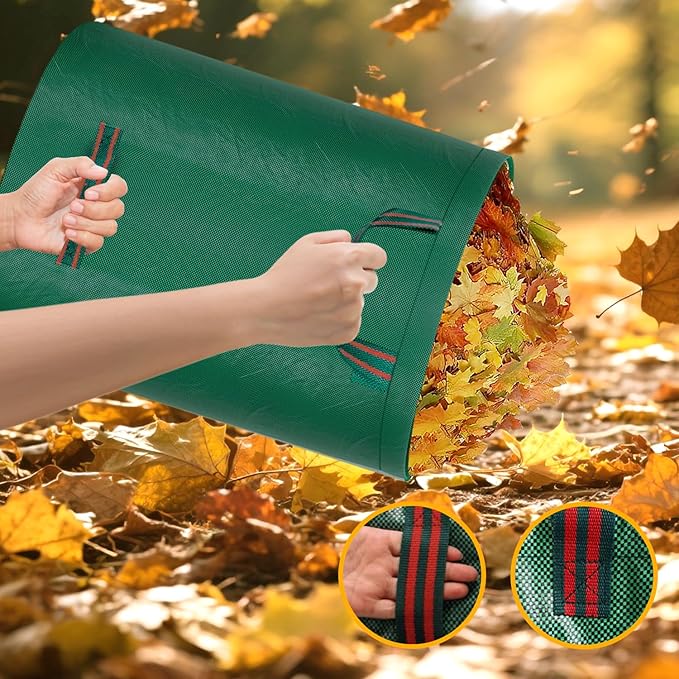 Reusable Yard Waste Bags - 3 Pack, 72 Gallon Lawn Bags with Reinforced Handles, Ideal for Grass, Leaves, and Yard Waste - Durable and Garden Waste Bags, Collapsible Lawn Leaf Bag, Leaf Bag Stand Up.