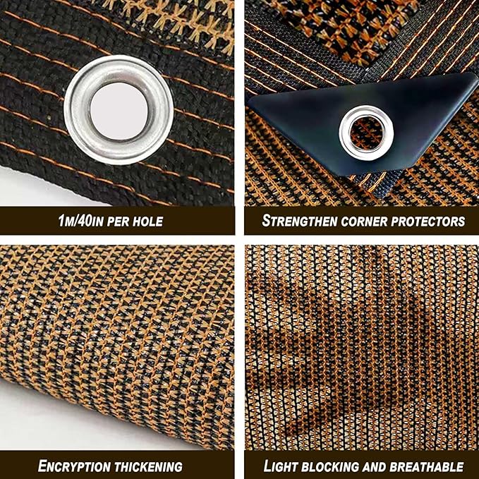 Shade Cloth,80% Sunblock Net with Metal Grommets and Reinforced Edges,Garden Sun Shade Netting,Used in Courtyards,Balconies,Carports,Greenhouse, Plants Growing,Chicken Coop Patios etc.16x16FT