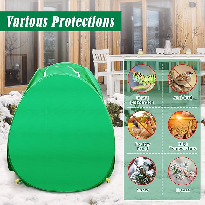 4 Pack Plant Covers Freeze Protection, 28x28x33 Winter Shrub Frost Covers for Outdoor Plants, Warm Plant Protectors Tent for Protecting Fruit Tree Potted Plants and Shrub from Freezing Animals Eating