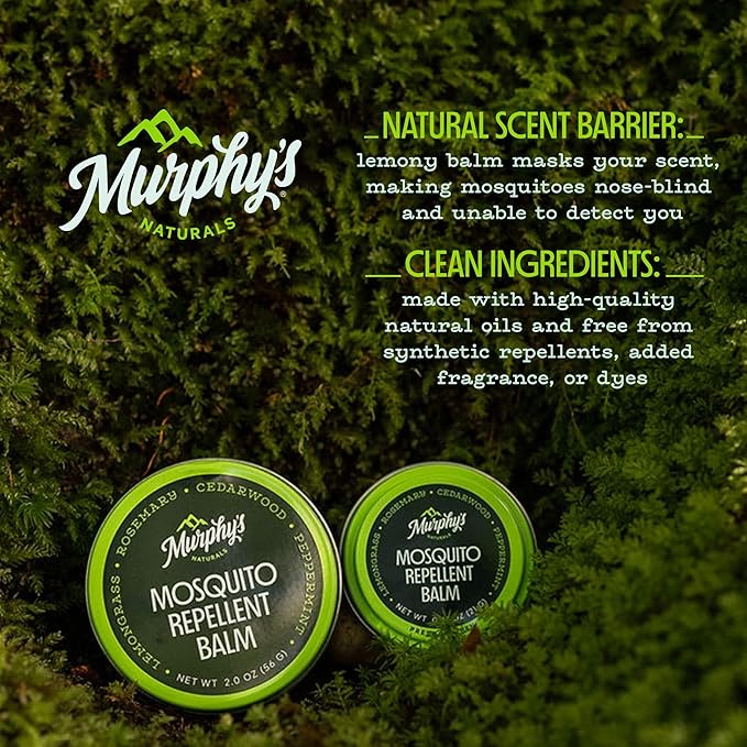 Murphy's Naturals Mosquito Repellent Balm for Outdoor Patio, Hiking, Camping, Plant-Based with Cedarwood, Lemongrass & Rosemary, DEET-Free, 2 oz