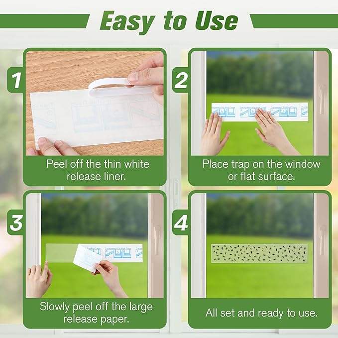 Qualirey 30 Pack XL Window Fly Traps for Indoors, Extra Large Fly Paper Sticky Strips, Waterproof & Non Toxic Clear Sticky Traps for Windows, Bug Catcher for House, Kitchen and Office (15"×3")