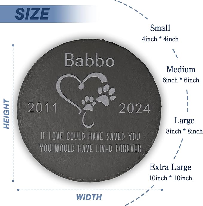 Pet Memorial Stone Pet Garden Statue - Pet Memorial Gifts - Pet Tombstone - Pet Loss Gift - Loss of Pet Stone - Round
