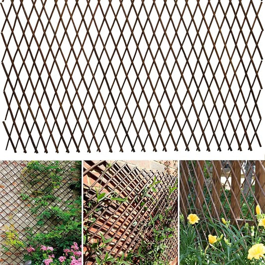 Expandable Willow Lattice Fence Panel Plant Support Garden Trellis Willow Trellis Fence for Climbing Plants Vine Ivy Rose Cucumbers Clematis Outdoors Garden Yard,36X92 Inch(2PC)