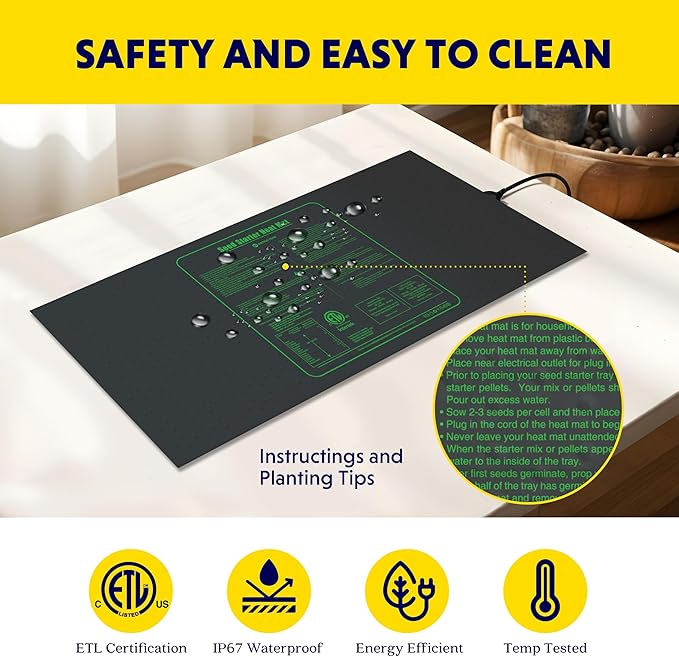 iPower Waterproof Seedling Heat Mat 10" x 20", 2 Pack ETL Certified Durable Germination Heating Pad, for Seed Starting Propagation