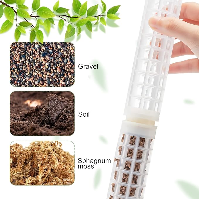 10 Set Plastic Moss Poles for Climbing Plants Indoor Stackable Self Watering Hollow Monstera Plant Support, Moss Not Included(White)