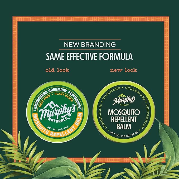 Murphy's Naturals Mosquito Repellent Balm for Outdoor Patio, Hiking, Camping, Plant-Based with Cedarwood, Lemongrass & Rosemary, DEET-Free, 0.75 oz