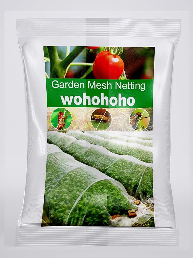 Wohohoho Garden Insect Mesh Netting 6.6ft x 64ft (2m x 20m), 1mm Ultra Fine Plant Covers for Garden Protection. Mosquito Net Pest Barrier for Vegetables Fruits Greenhouse Row Cover Raised Bed Barrier
