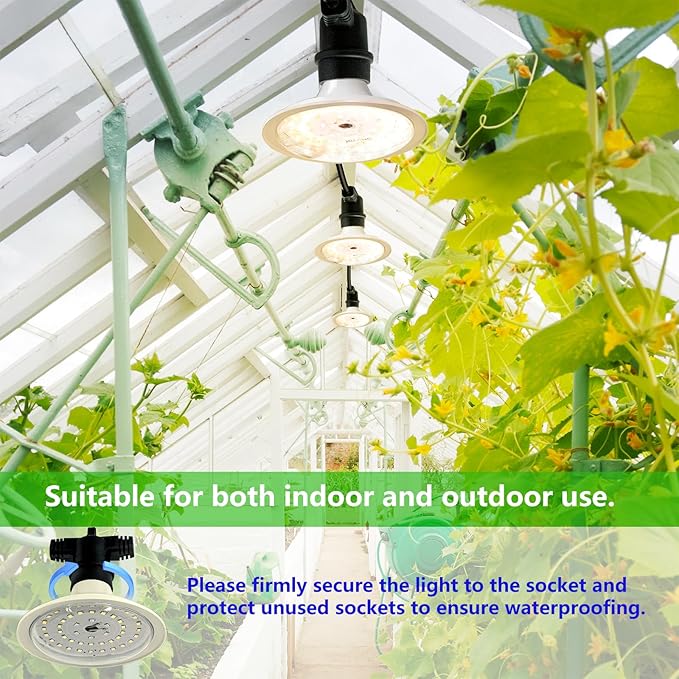 Outdoor LED Grow Lights, Waterproof String Grow Light, Full Spectrum Plant Growing Lights Greenhouse 44Ft Adjustable Cord 12 Lights