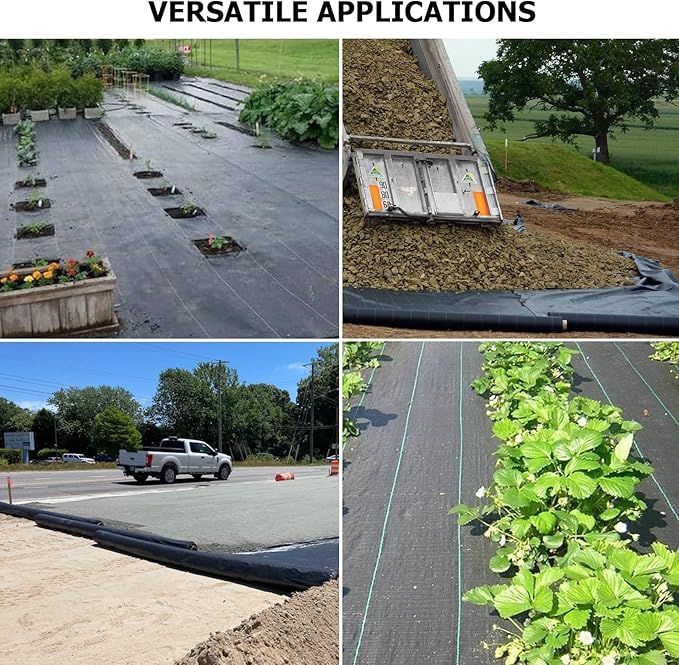 DWALE Driveway Fabric, 4x300 ft Polyethylene 4OZ Woven Black Weed Barrier Fabric for Erosion Control, Landscaping & Construction Projects